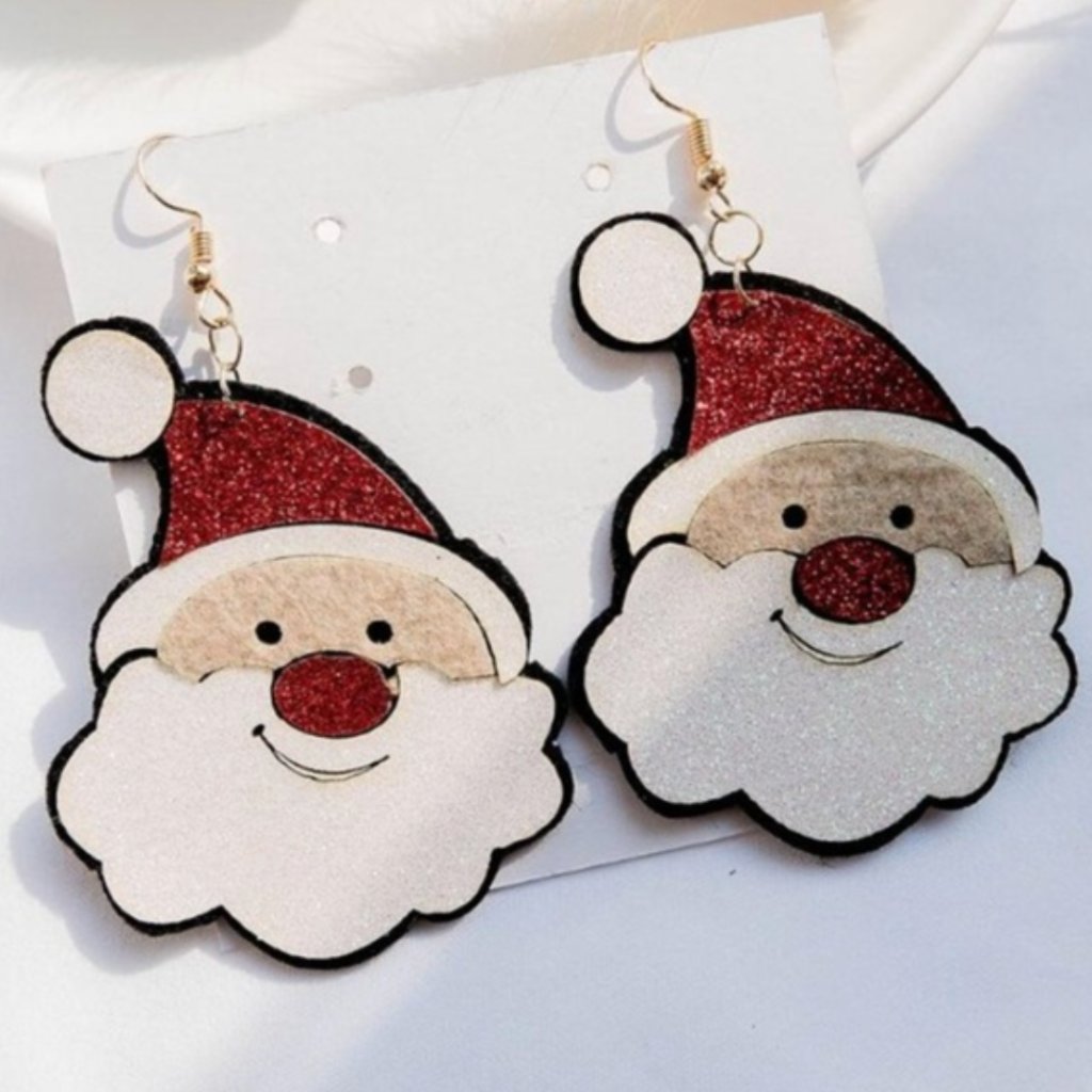 Santa's Hat Christmas Red White Dangle Earrings